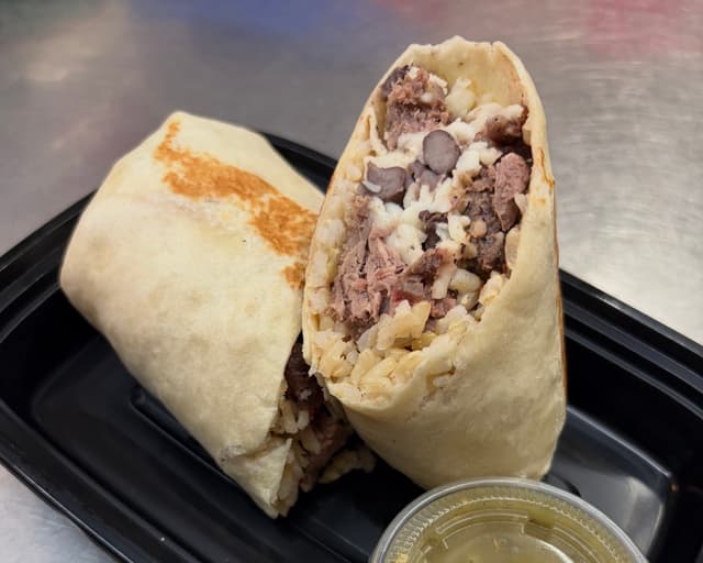 Steak Burrito: 780 CAL - 19G FAT - 65G CARBS - 45G PROTEIN