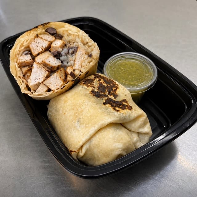 Chicken Burrito: 605 CAL - 17G FAT - 64G CARBS - 41G PROTEIN